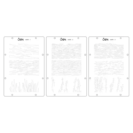 Sizzix Clear stamp Set 17/Pkg W/ Stencils 3/PKg By Vic Von S-Nature {1}