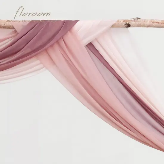 Wedding Arch Draping Fabric 3 Panels 20Ft Chiffon Fabric Drapes Arbor Drapery Wedding Ceremony Reception Swag Decorations (Mauve +Dusty Rose +Blush) {4}