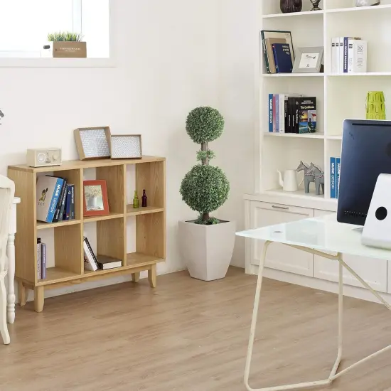 42" Double Boxwood Ball Topiary Tree in Black Pot, Floral Home by Artificial Flowers {4}