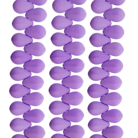 John Bead 114pcs 6x9mm Czech Glass White Alabaster Velvet Drop Bead Strands Soft Violet {2}