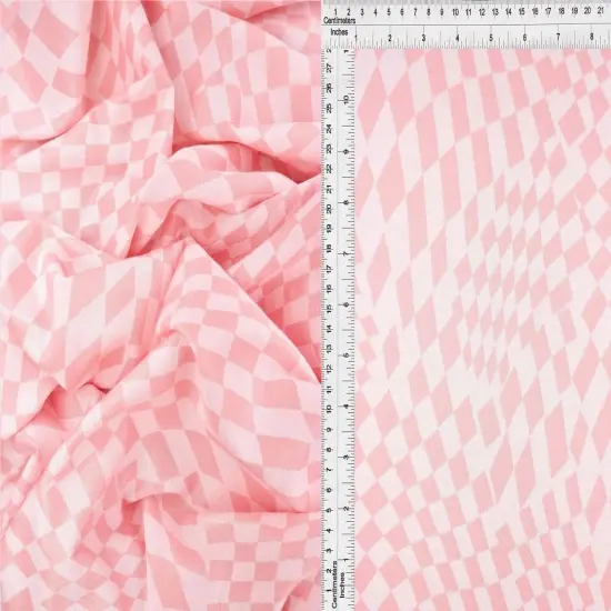 1 Yard Double Knit Jacquard Checker Fabric 83% Polyester 13% Rayon 4% Spandex Blend 58/60" Width PINK {1}
