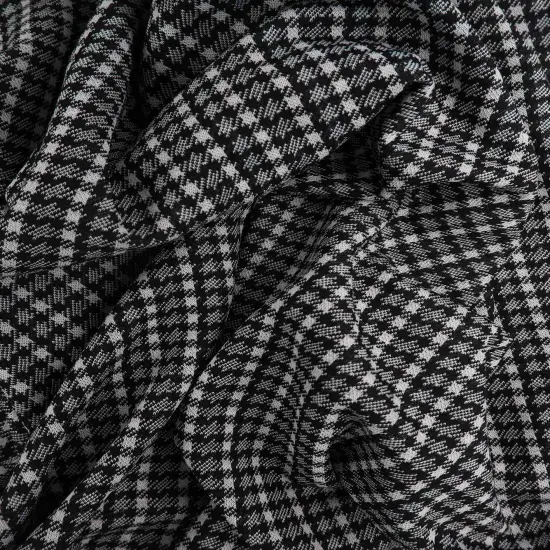 1 Yard Soft Double Knit Jacquard Plaid Fabric Stretch Polyester Rayon Spandex 58/60 Inches Wide BLACK/HUNTER {3}
