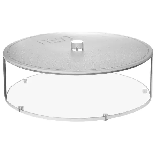 Lucite Matzah Box with Leatherette Cover Silver {2}