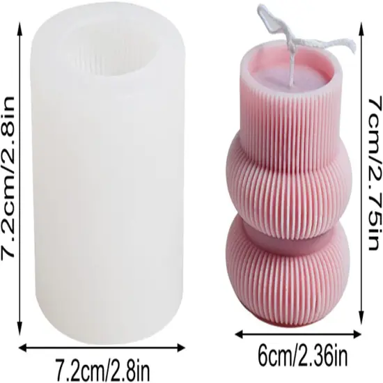 Barrel Striped Candle Silicone Mold Geometric Pillar Candle Soap Mold {2}