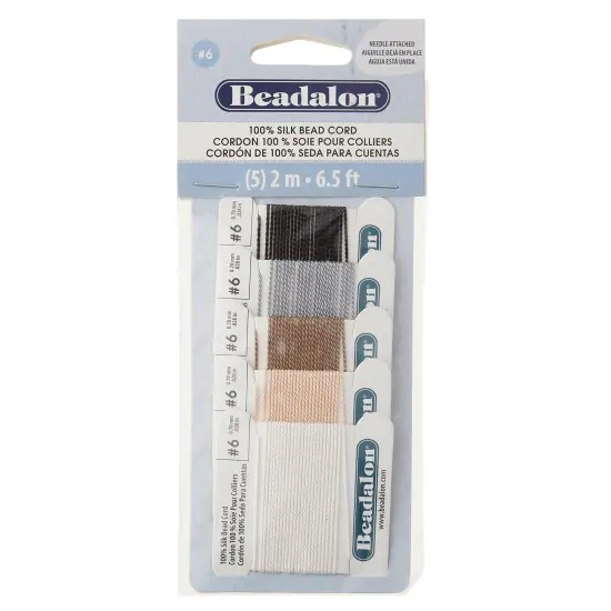 6 Packs: 5 ct. (30 Total) Beadalon&reg; Size 6 Earth Tone Silk Bead Cord {3}