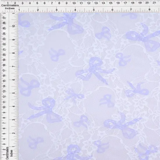Digital Bow Lace Print Fabric 1 Yard Soft Stretch Lightweight 56/58" Wide IVORY/PINK {5}