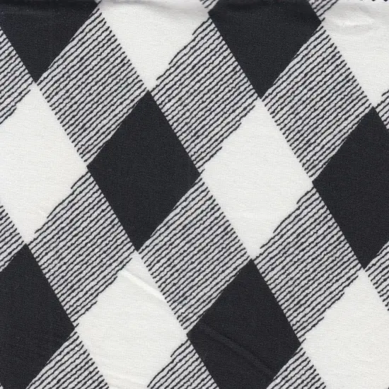 Checkered Brushed DTY Knit Fabric Soft Stretch Material 58/60" Wide BLACK {1}