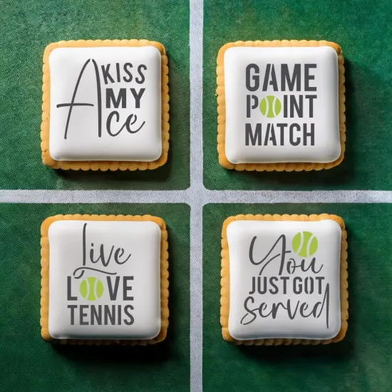 Tennis Messages Cookie Stencil Set | Sports Cookie Stencil | DIY Stencil | Craft Stencil | Confection Couture | {3}