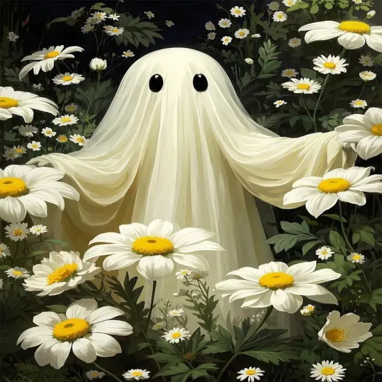 5D Full Round Drill Ghost and Flower Diamond Art Kits for Beginners-12x16 lnch {1}