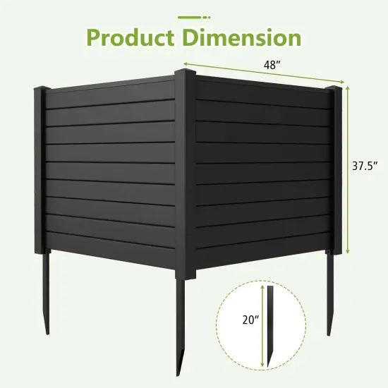 Costway 2 PCS 48"L x 37.5"H Air Conditioner Fence Screen Panel Kit with 3 Ground Stakes Black/White {3}