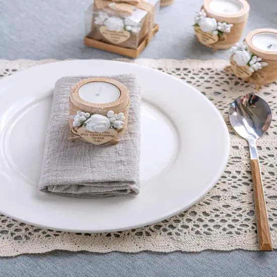 50pc Wooden Tealight Candle Holders &ndash; Wedding & Shower Favors, DIY Guest Gifts {6}