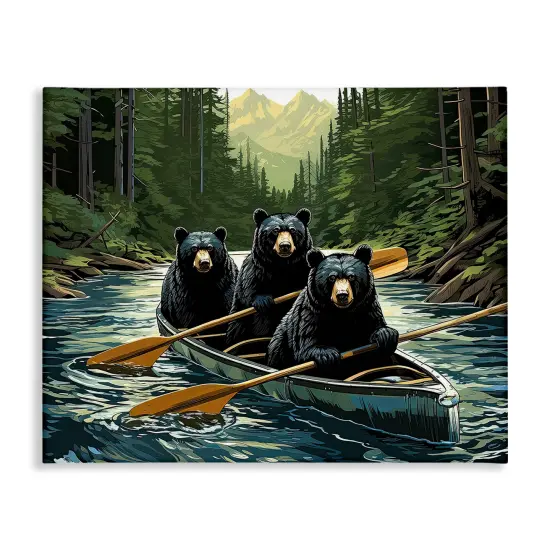 Stupell Industries Woodland Canoeing Bears Canvas Design By Jim Baldwin {1}