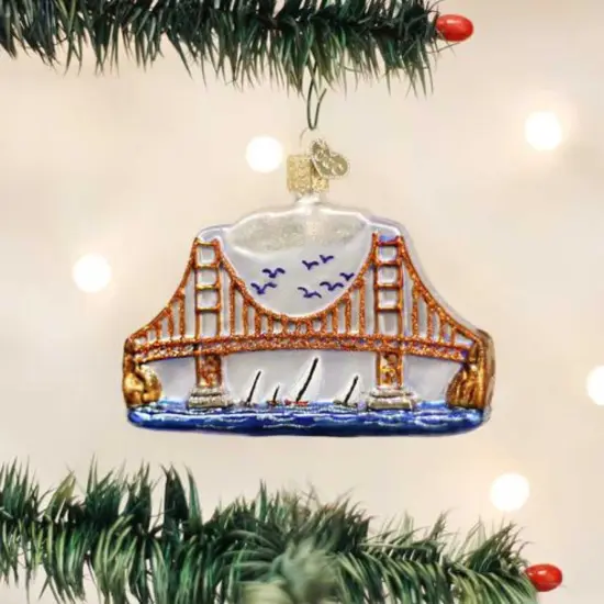 Old World Christmas 3.0 Inch Golden Gate Bridge Christmas Tree Ornament , San Francisco Bay Multicolored {3}