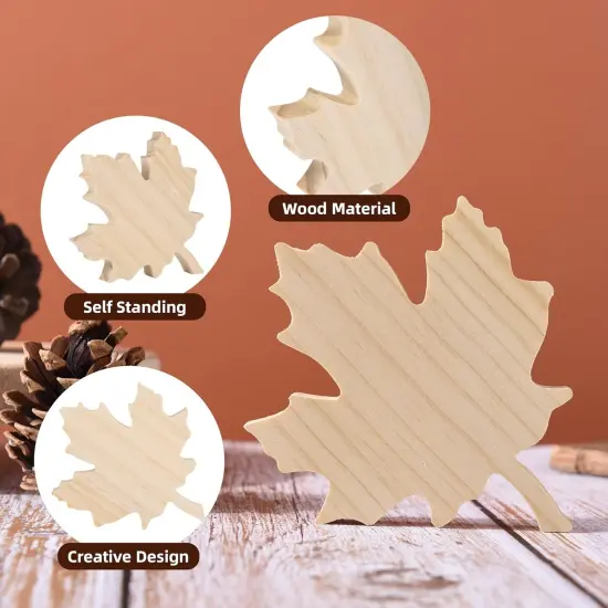 12 Pcs Fall Wood Maple Leaf Cutouts Unfinished Leaves {2}