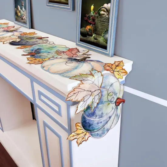 Fall Blue Harvest Pumpkins Table Runner {5}