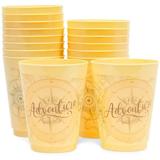 Plastic Party Cups, A New Adventure Begins (Yellow, 16 oz, 16 Pack) {4}