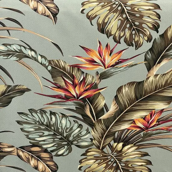1 Yard Monstera Banana Leaves Birds Paradise Cotton Upholstery Fabric 56-58 inches Wide Sage {1}