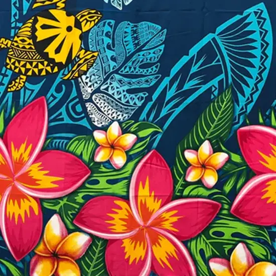 Talofa Samoa Plumeria Flower Sarong 72" L x 45" W Teal {2}