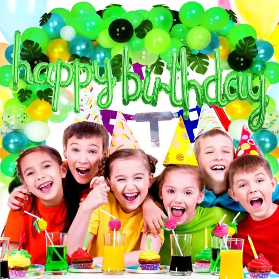 Happy Birthday Balloons Banner Reusable Mylar Foil Letters Balloons (Green) {2}