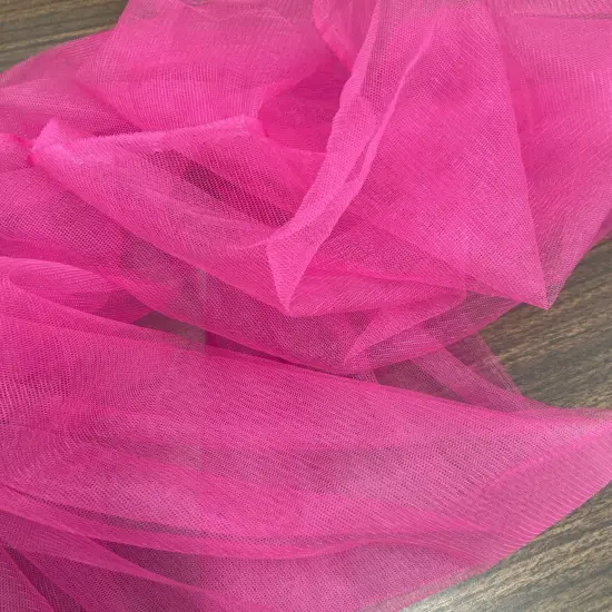1 Yard 2-Way Stretch Nylon Net Mesh Fabric, 60" Width Lightweight Sheer Mesh for Gowns, Dancewear & Costumes Fuchsia light {1}