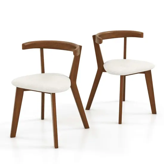 Costway Space-Saving Wood Upholstered Dining Chair Set of 2/4 with Padded Seat & Curved Back {7}