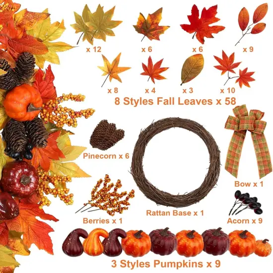 Fall Door Wreaths with Lights & Bow {2}