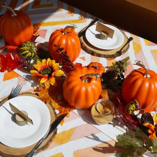 4 Pcs Artificial Orange Pumpkins Fall {3}