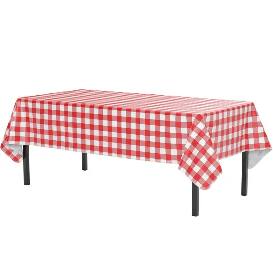 Exquisite Vinyl Tablecloth &ndash; 54" x 108" &ndash; Pack of 1 &ndash; Rectangular Plastic Table Cover with Flannel Backing &ndash; Reusable & Waterproof Tablecloth for Events and Parties Red Gingham {6}