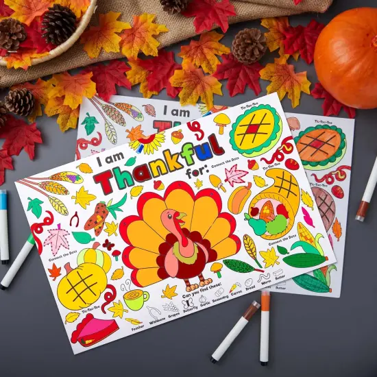 24 Pcs Thanksgiving Coloring Placemats {5}