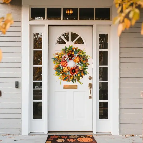 24 Inch Fall Wreath with Sunflowers {5}