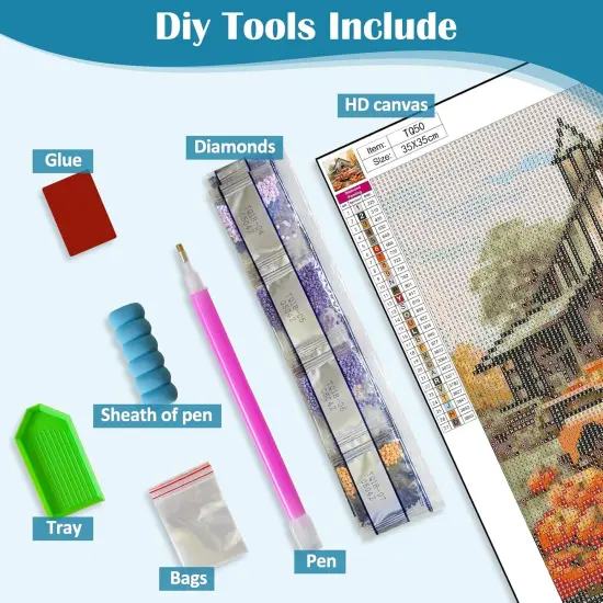 13.8x13.8 Inch - Pumpkin Truck Farmhouse Diamond Painting Kits for Adults {5}