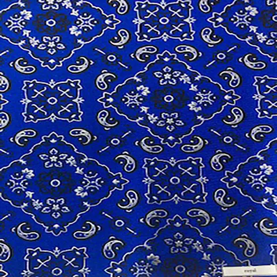 1 Yard Stretch Nylon Spandex Fabric with Bandana Design Foil for Dancewear Swimwear 60" Width Royal Silver {1}