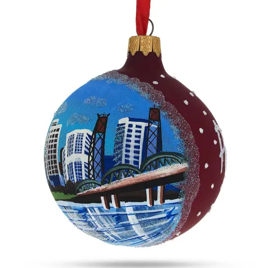 Portland, Oregon Glass Ball Christmas Ornament 3.25 Inches {4}