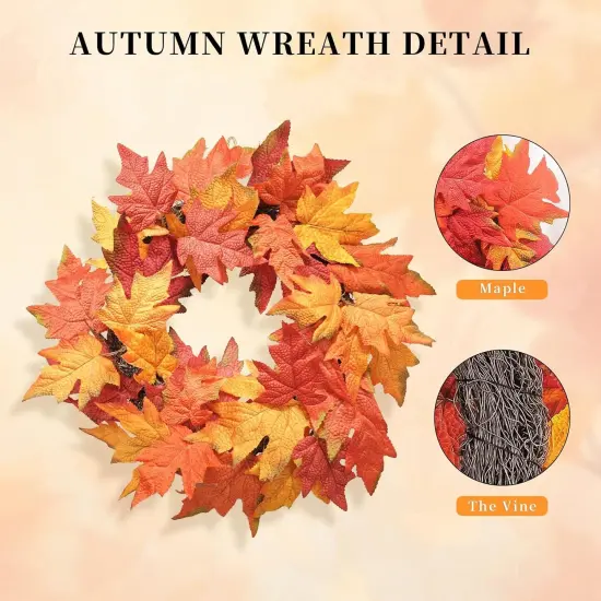 Artificial Fall Wreath for Front Door - 18" {5}
