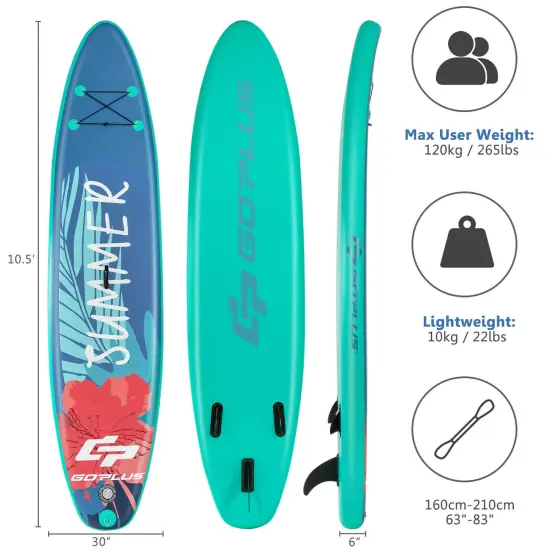 Goplus 10.5ft\11ft Inflatable Stand Up Paddle Board W/ Backpack Leash Aluminum Paddle {2}