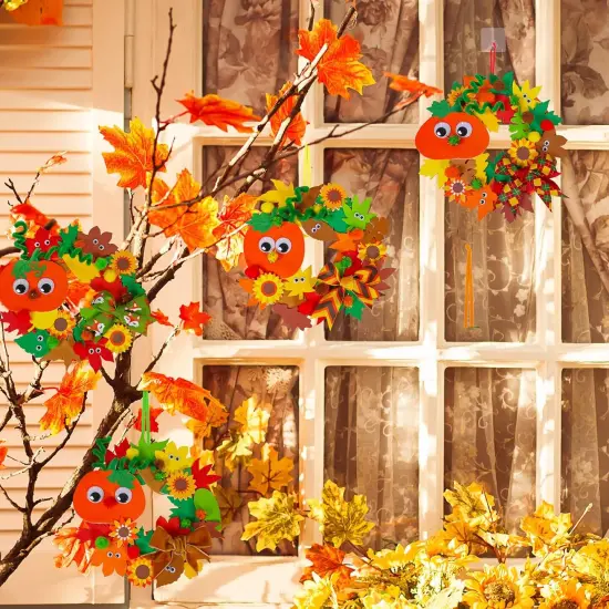 12 Sets Fall Craft Kits Kids - Wreath Signs Decorations {4}