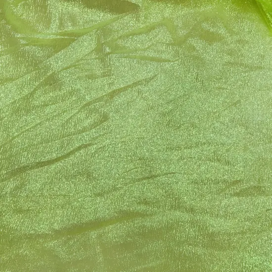 1 Yard Neon Yellow Iridescent Organza Sheer, Lightweight Shimmer Fabric for Fashion, Crafts & Decorative Accents 45 Inch Wide {1}