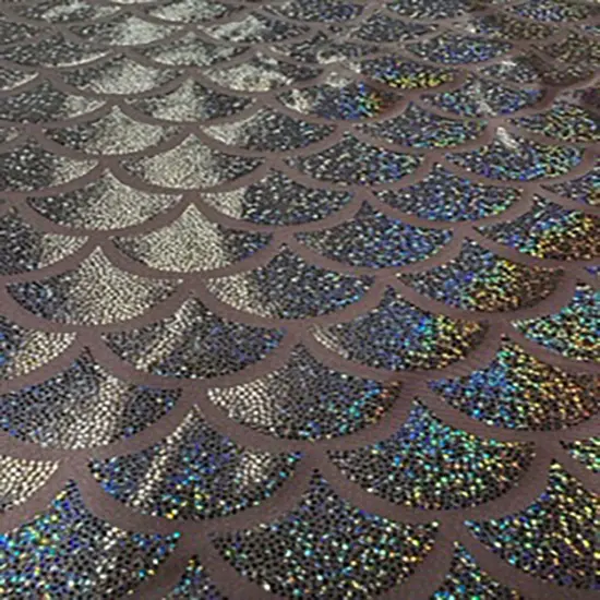 1 Yard Stretch Jumbo Foggy Foil Shell Hologram Nylon Spandex Fabric 58/60&rdquo; Width Yellow Gold {7}