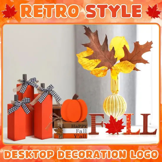 11pcs Fall Decorations for Home Pumpkin Tiered Tray Decor Fall Table {4}