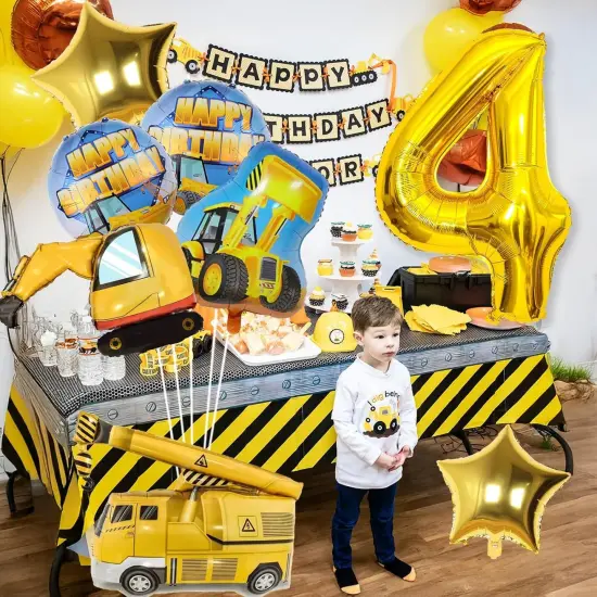 Construction Balloons 4th Birthday - Gold {4}