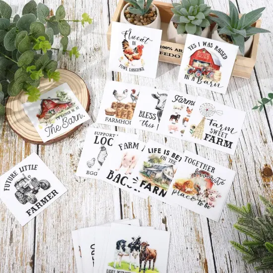 24 Sheets Farmhouse Rub on Transfer for Crafts Farm Animal {3}