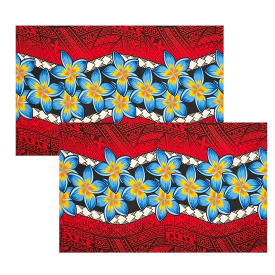 Plumeria Zig Zag Middle Border Polyester Sarong 70" L x 44 1/2" W Red {6}