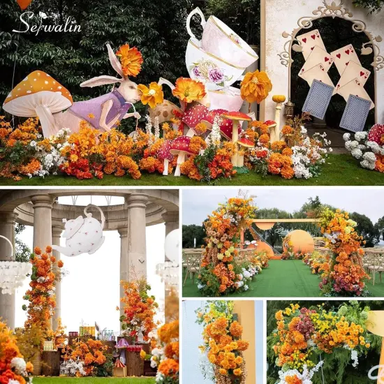 5PCS - Artificial Orange Latex Faux Hydrangea {2}