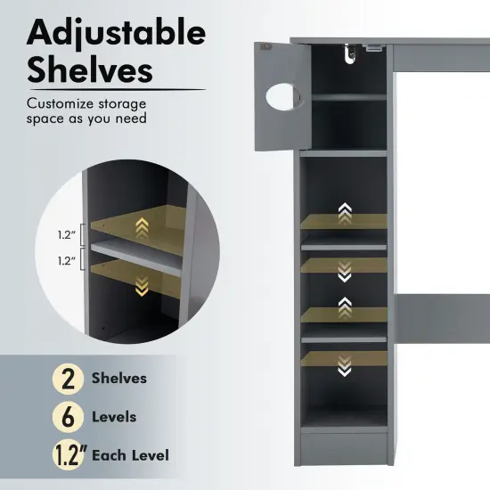 Costway Wooden Over the Toilet Storage Cabinet Bathroom Space Saver w/Paper Holder Grey\White {6}