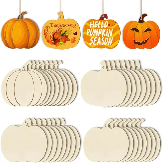 36PCS 3.5 inches, DIY Blank Unfinished Pumpkin Ornament （4 Style） {1}