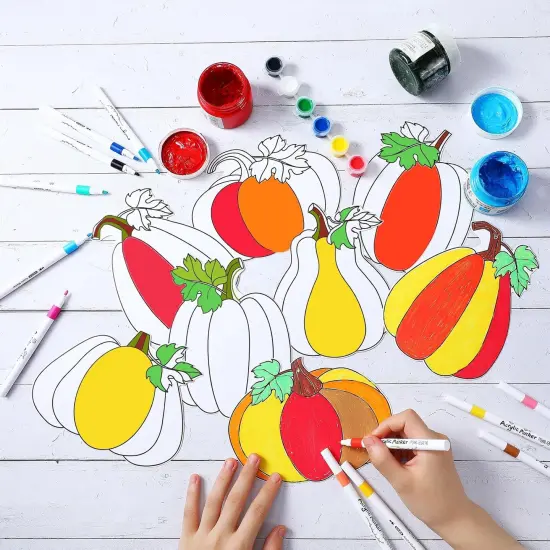80 Pcs Color Your Own Fall Pumpkin Kit for Kids {3}