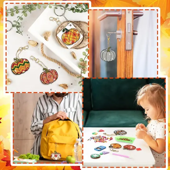 30 Pcs Halloween Diamond Art Keychains Painting Kits Double Sided {4}