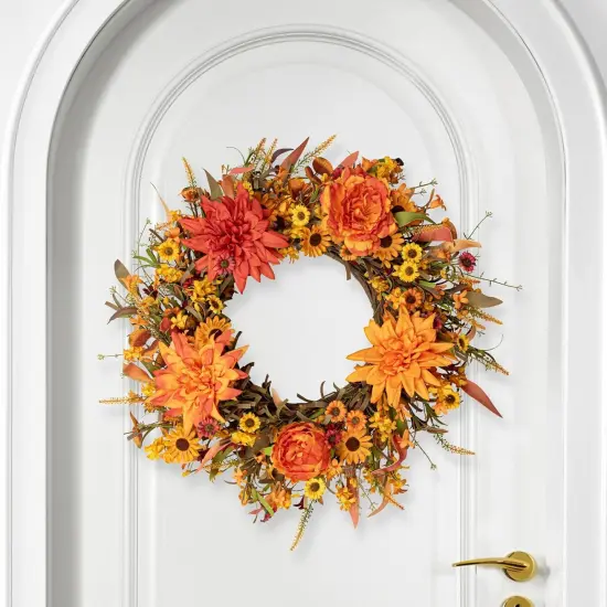 22 Inch Artificial Fall Autumn Wreath {5}
