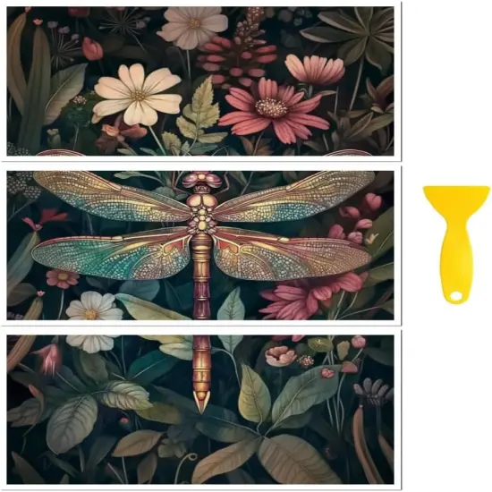 Vintage Dragonfly and Flowers Rub on Transfer {1}