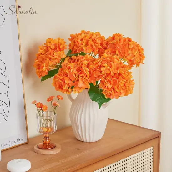 5PCS - Artificial Orange Latex Faux Hydrangea {5}